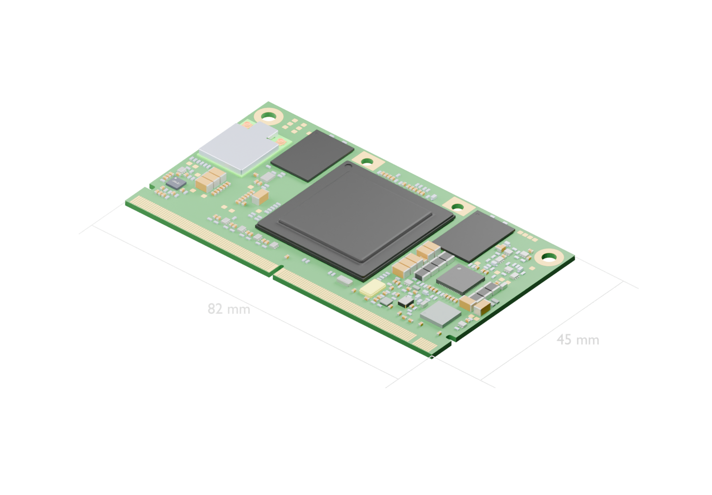 Apalis iMX8QM module; PCB outline 82 by 45 millimeters